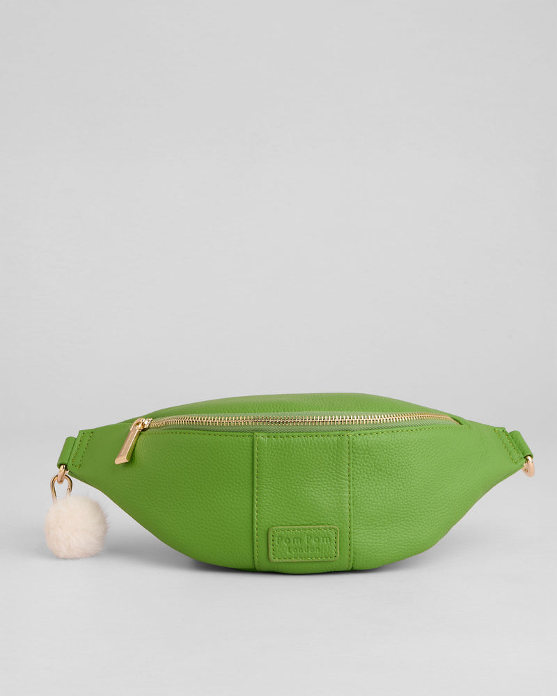 Frog Green Bum Bag - full-grain leather bag | Pom Pom London