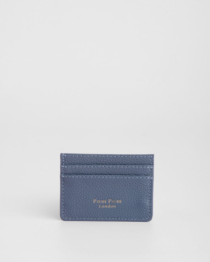 Chelsea Leather Card Holder in Slate Blue by Pom Pom London