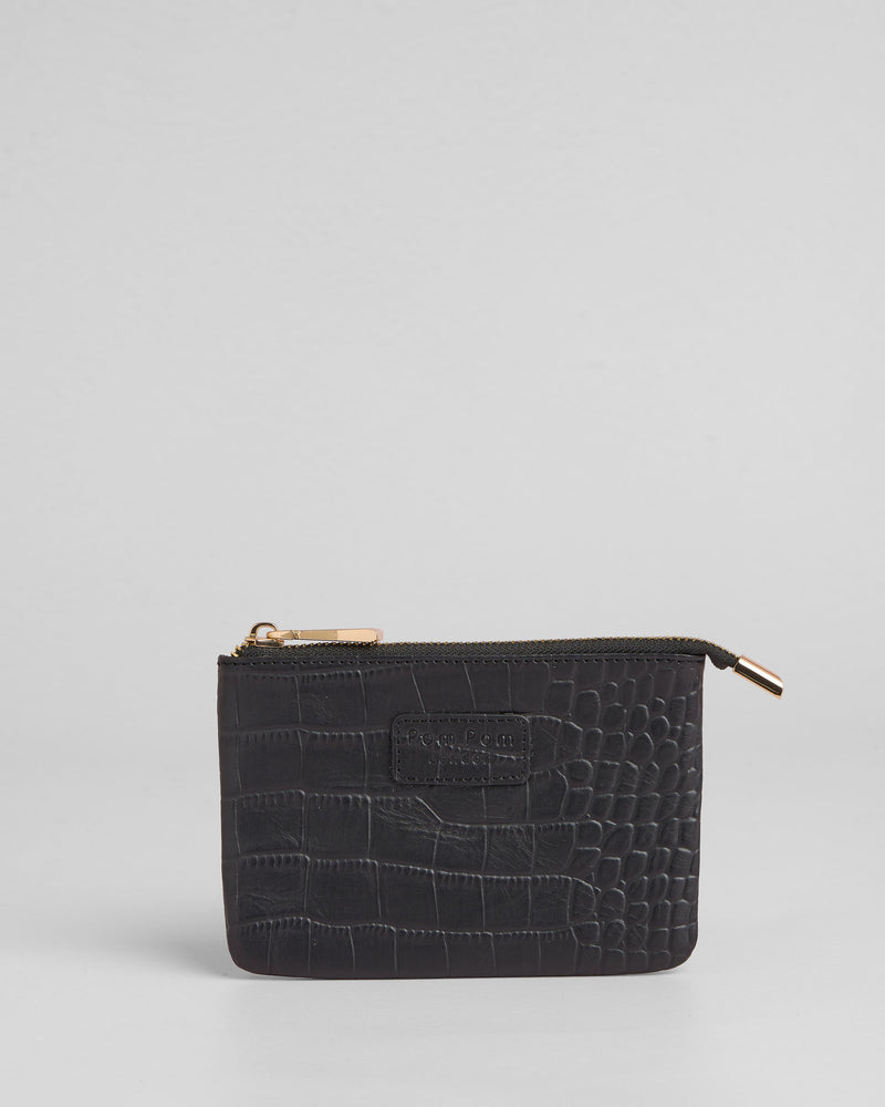 Chelsea Coin Purse Croc Black-Pom Pom London