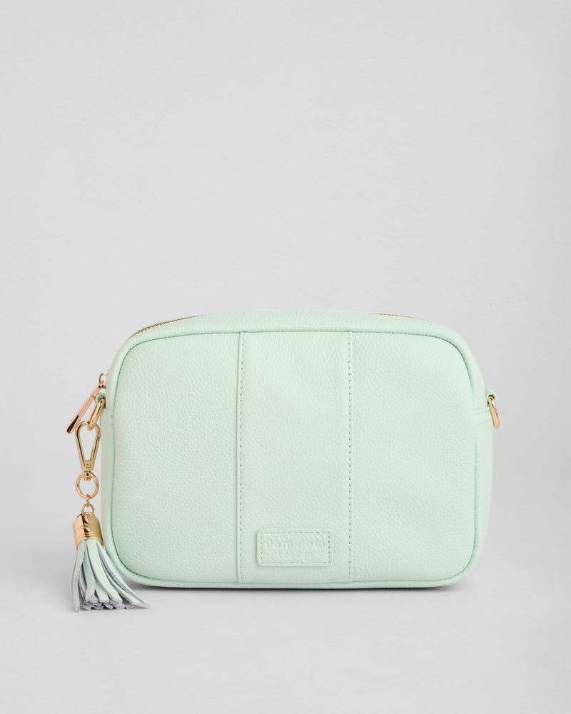 Spearmint City Bag - full-grain leather bag | Pom Pom London
