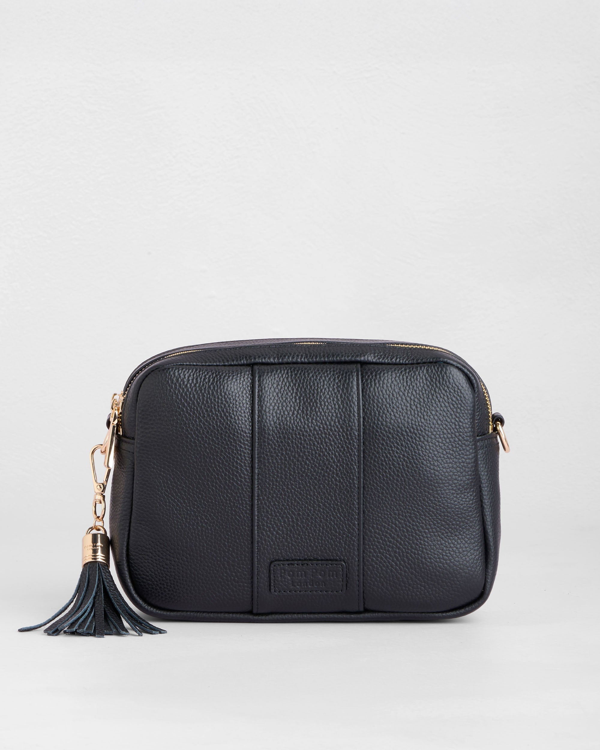 Pom Pom London Duo Zip City Bag - Leather Crossbody bag in Black