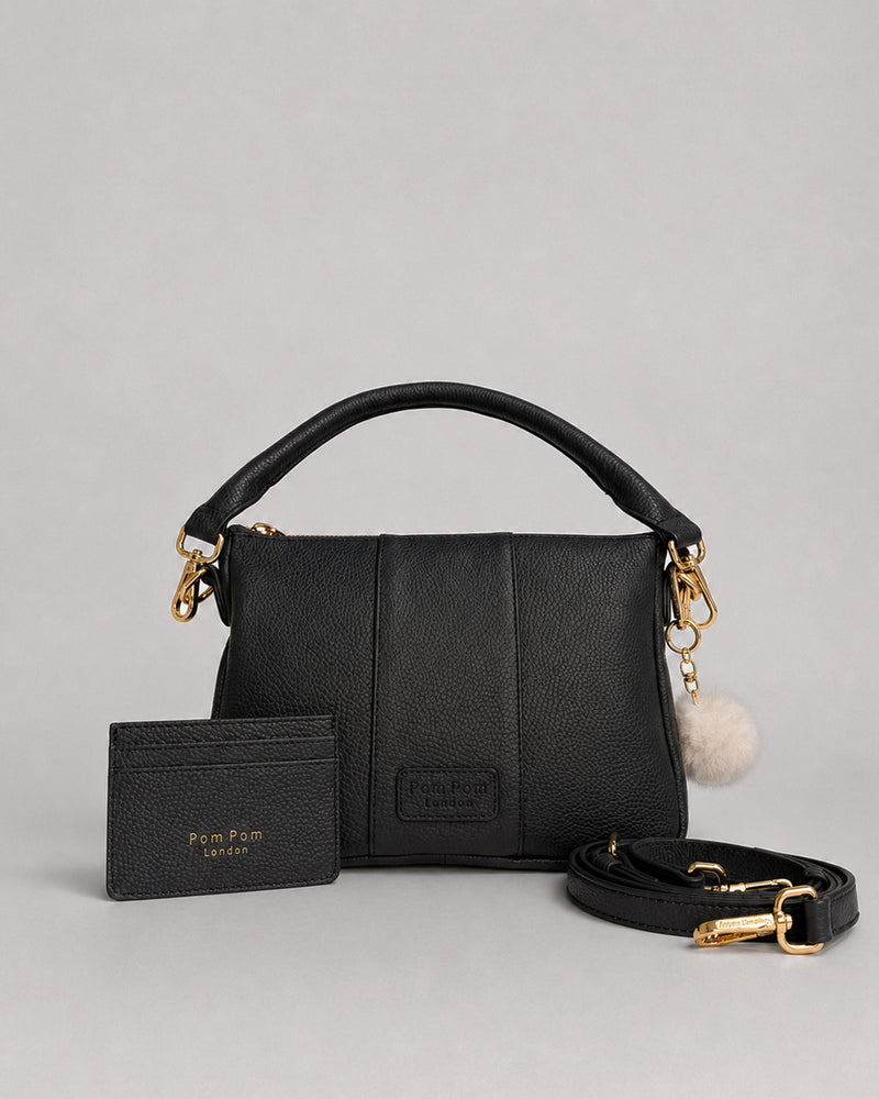 City Slim Crossbody Bag & Card Holder Black Bundle-Pom Pom London