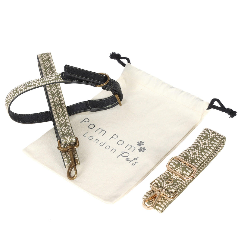 Collar and Lead Set - Sage Green-Pom Pom London