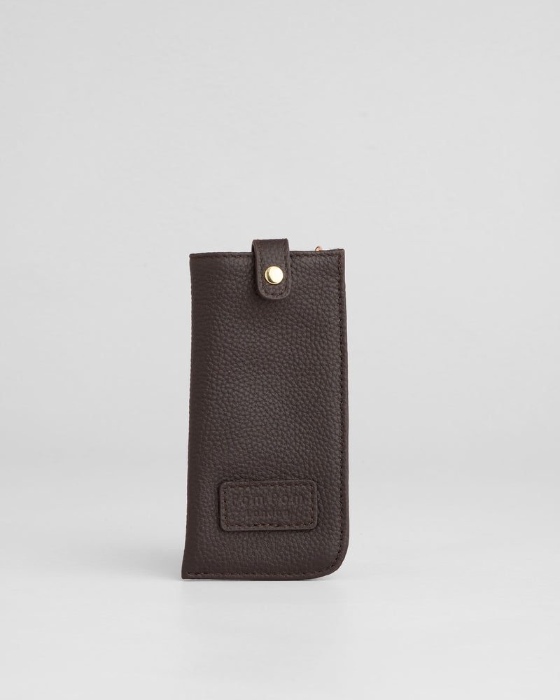 Grosvenor Leather Glasses Case in Chocolate Plum by Pom Pom London