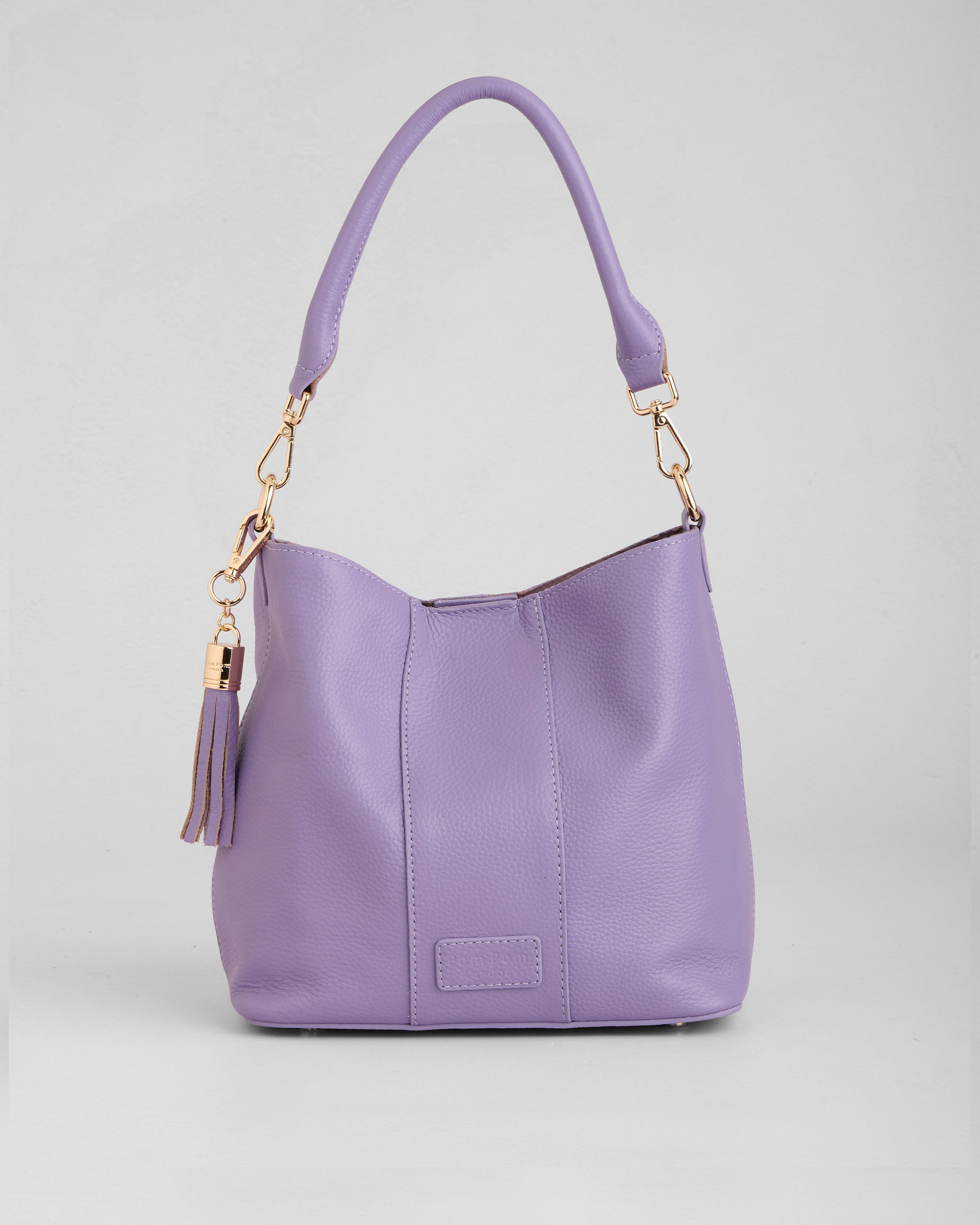 French Lavender Leather Bucket Bag | Pom Pom London