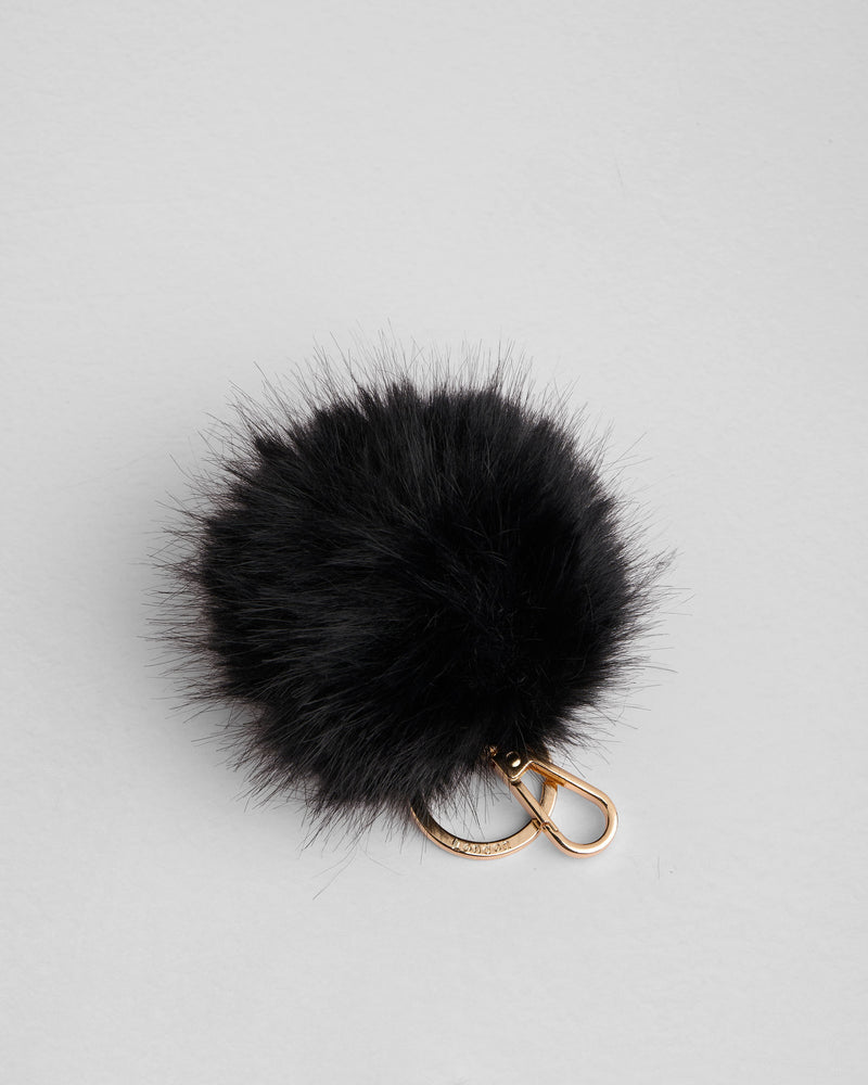 Large Pom Pom Keyring - Black-Pom Pom London