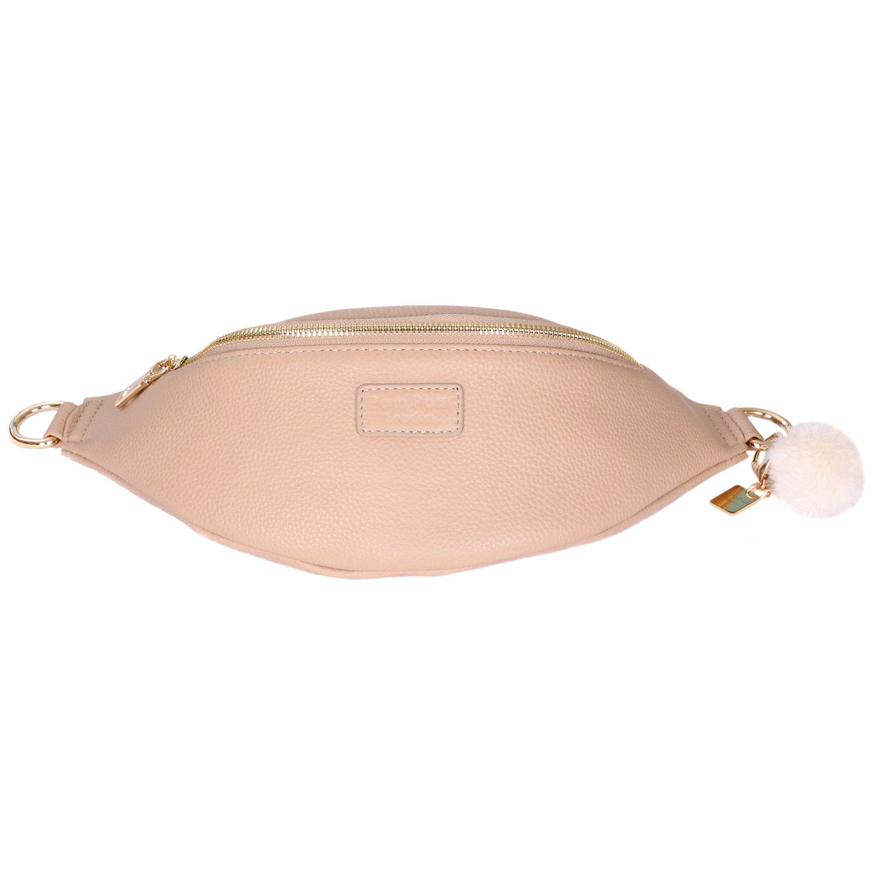 Bum Bag - Leather Crossbody bag in Nude – Pom Pom London