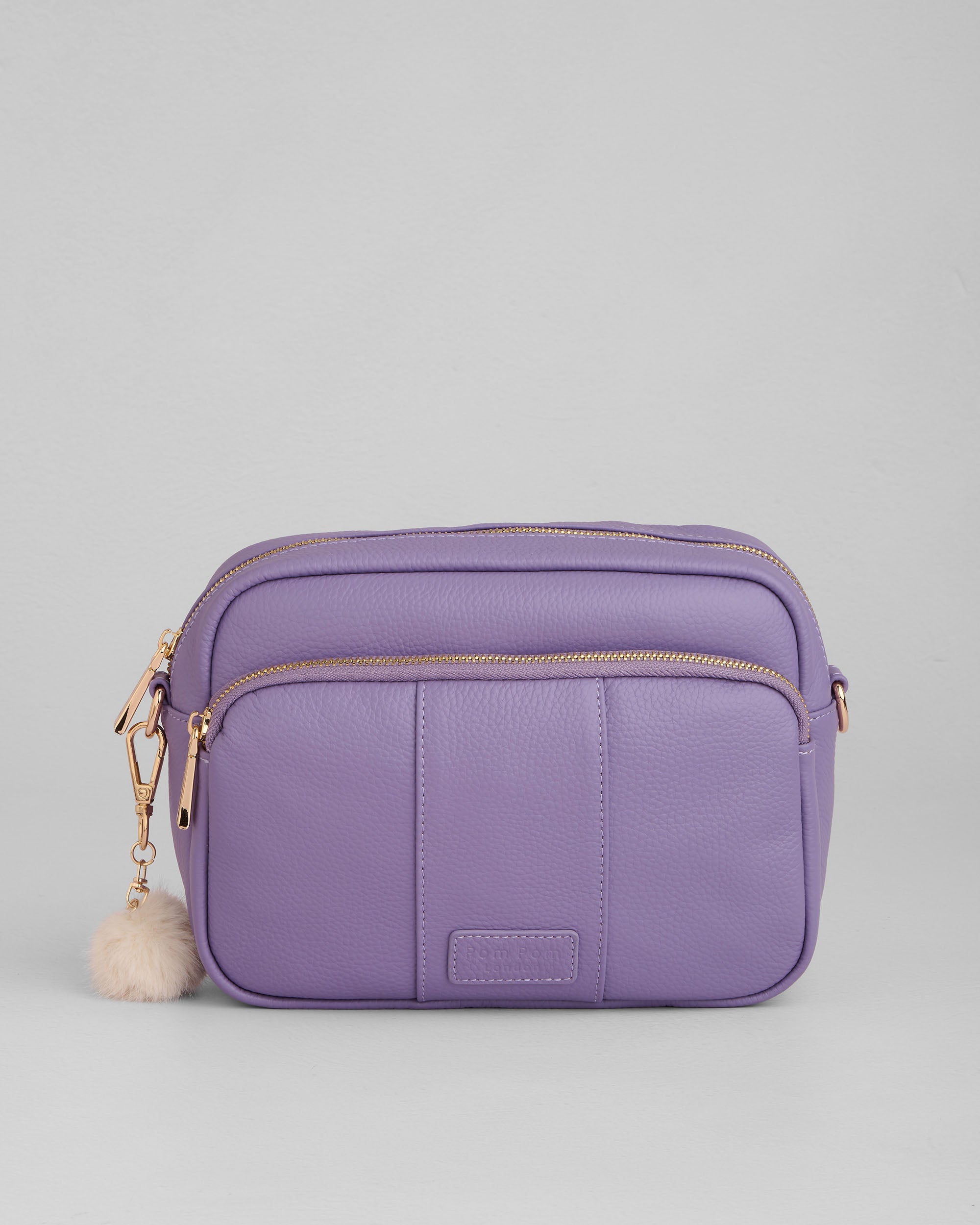 French Lavender Large Leather Crossbody Bag | Pom Pom London