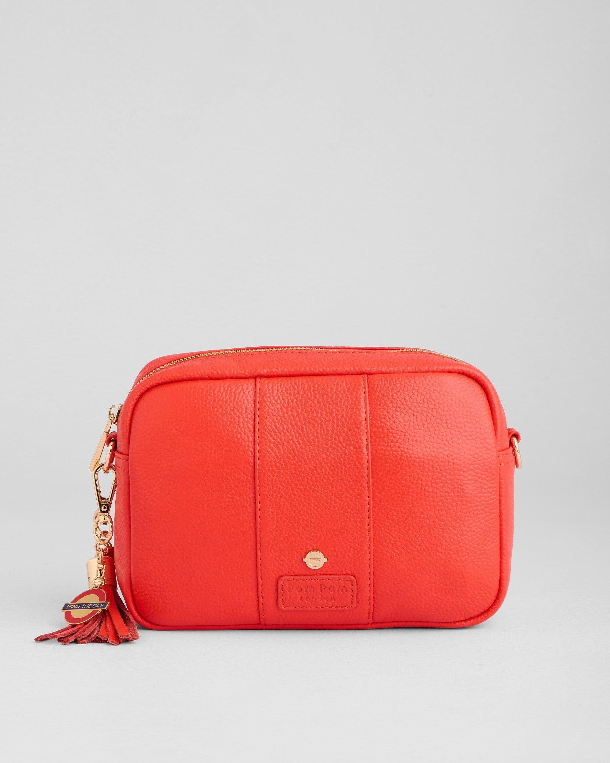 Pom Pom London City Bag - Leather Crossbody bag in Central Line Red