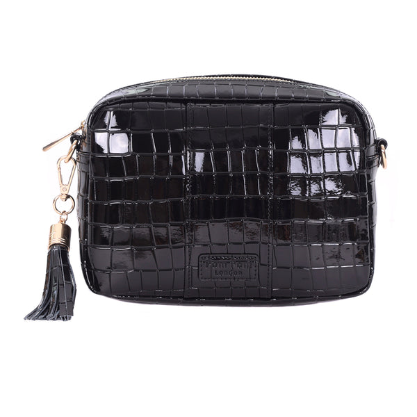 Pom Pom London City Bag Patent Croc Black-Pom Pom London