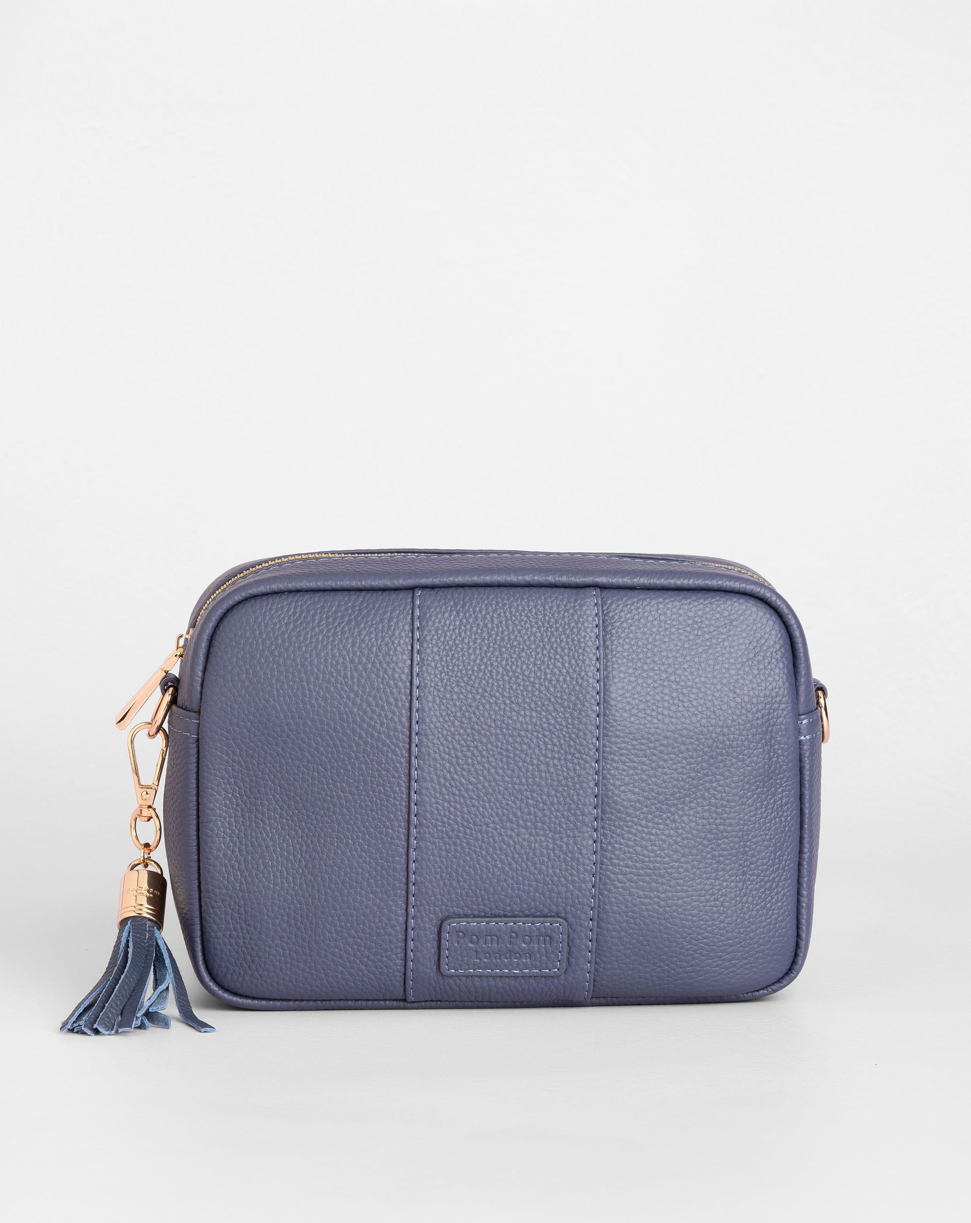 Pom Pom London City Bag - Leather Crossbody Bag In Slate Blue