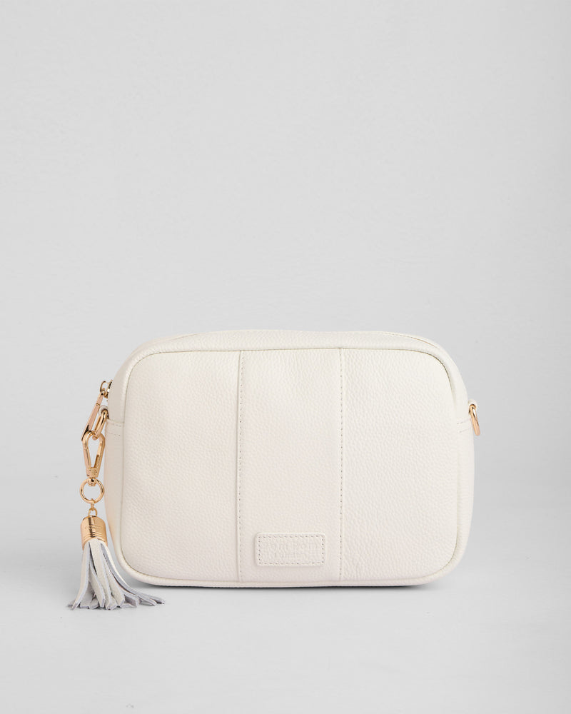 Bright White City Duo Bag - full-grain leather bag | Pom Pom London
