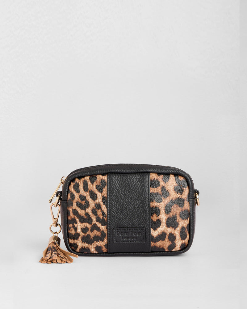 Pom Pom London City MINI Bag Leopard Print Black-Pom Pom London