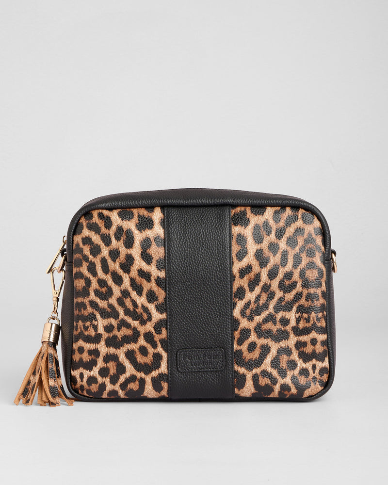 Pom Pom London City Plus Bag Leopard Print Black-Pom Pom London