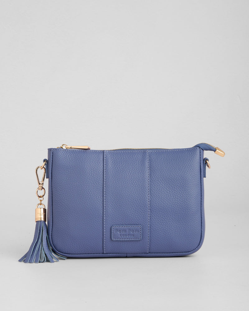 Lupin Blue City Slim Bag - full-grain leather bag | Pom Pom London