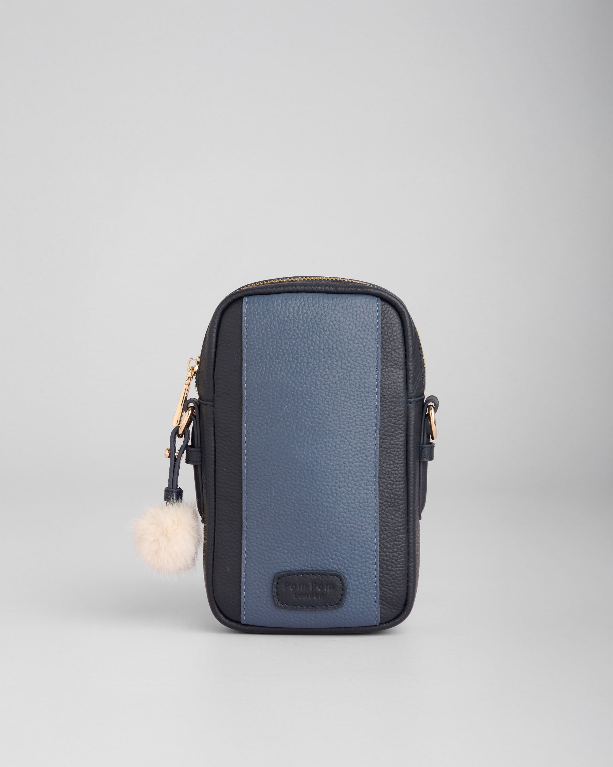 Pom Pom London Eaton Phone Bag - Leather Crossbody bag in Navy