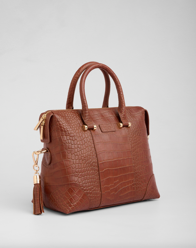 Pom Pom London Greenwich Bag Croc Chestnut-Pom Pom London
