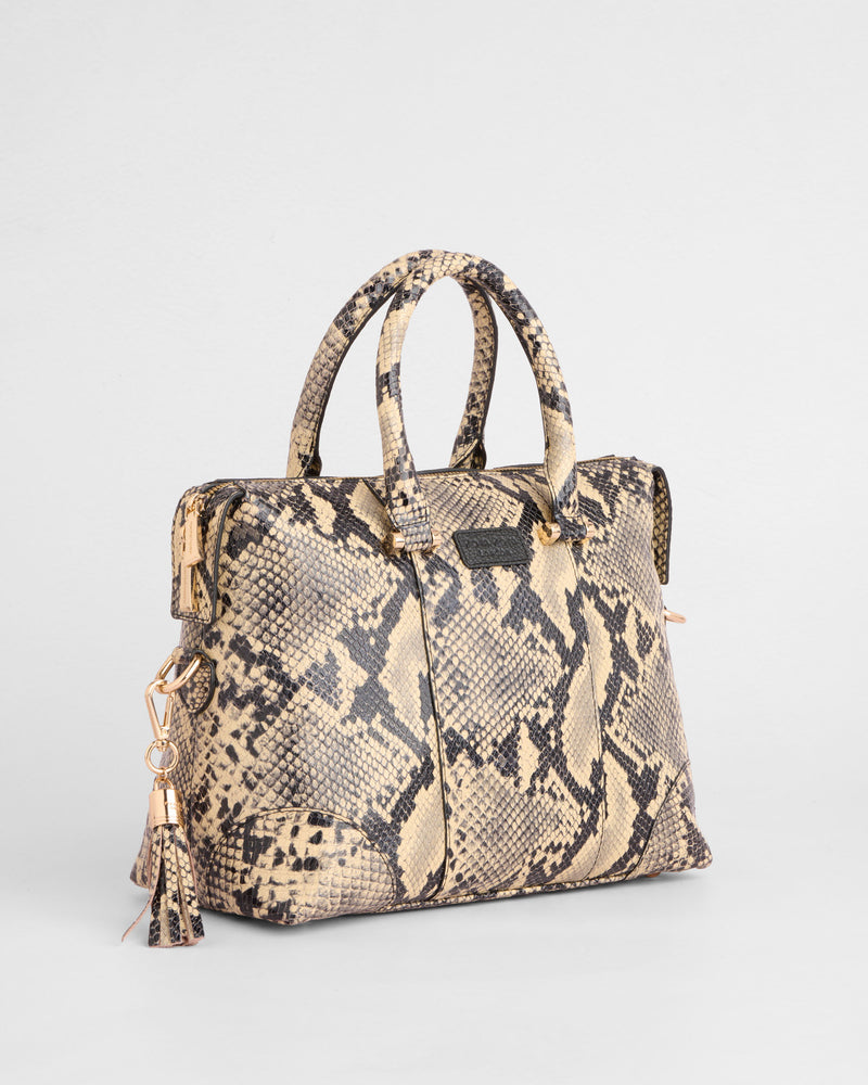 Pom Pom London Greenwich Bag Snake Effect Monochrome-Pom Pom London
