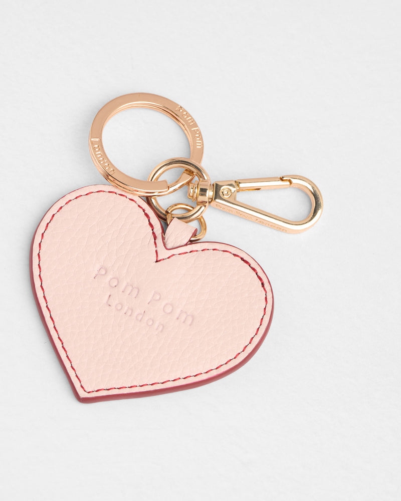 Heart Leather Keyring in Pink by Pom Pom London