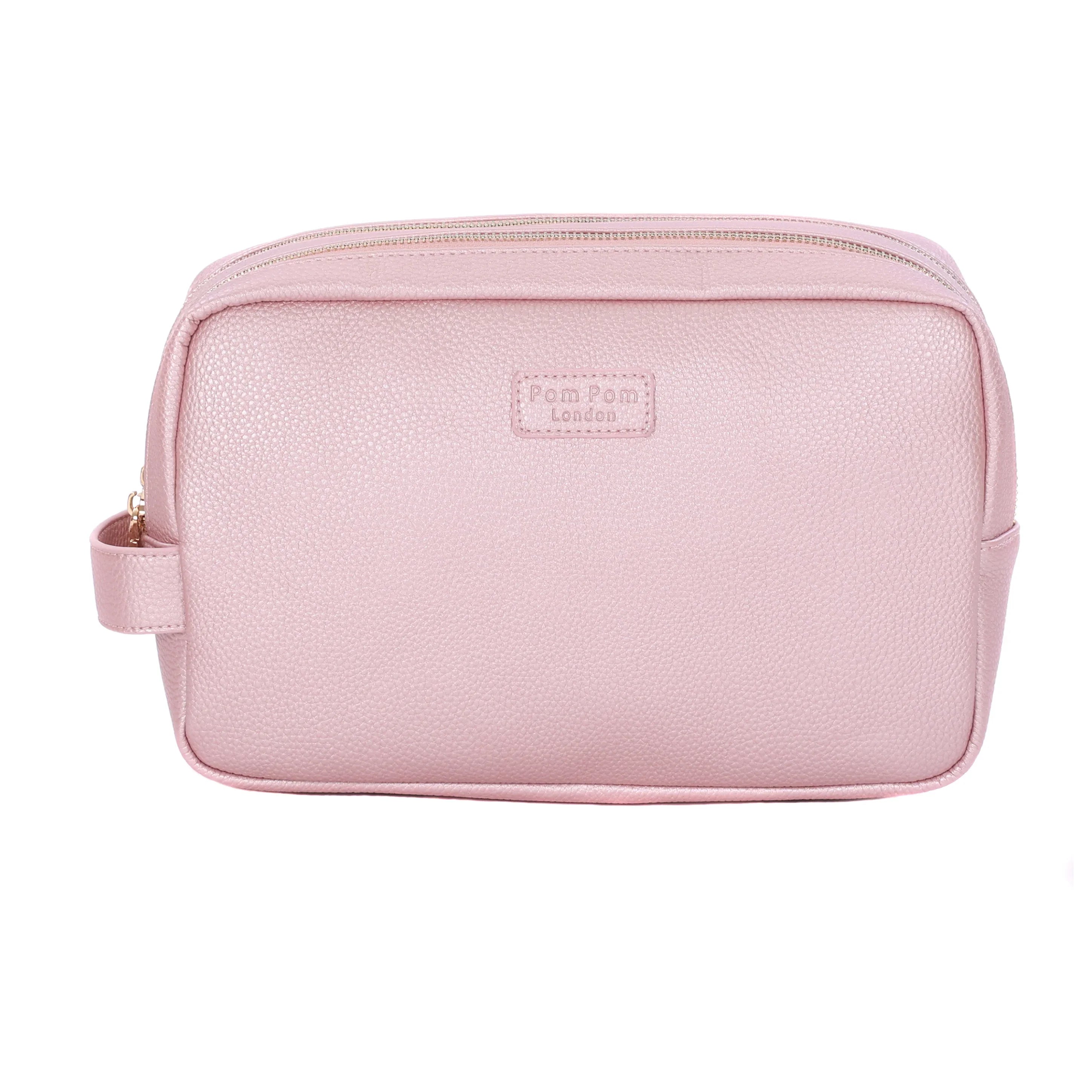 Pom Pom London Wash Bag Large - Leather Crossbody bag in Stone