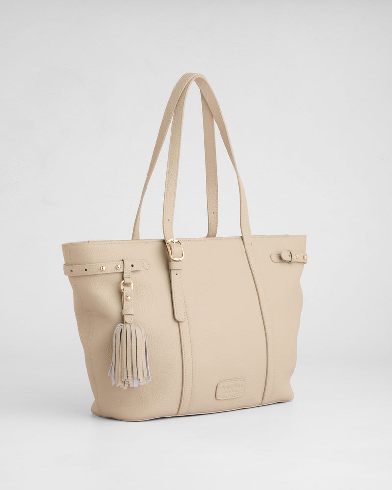 Pom Pom London Pelham Tote Bag Stone-Pom Pom London