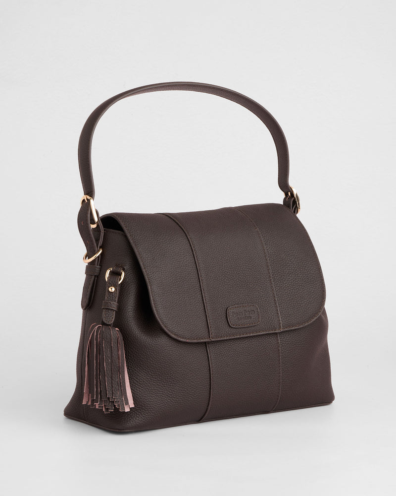 Pom Pom London Strand Bag Chocolate Plum-Pom Pom London