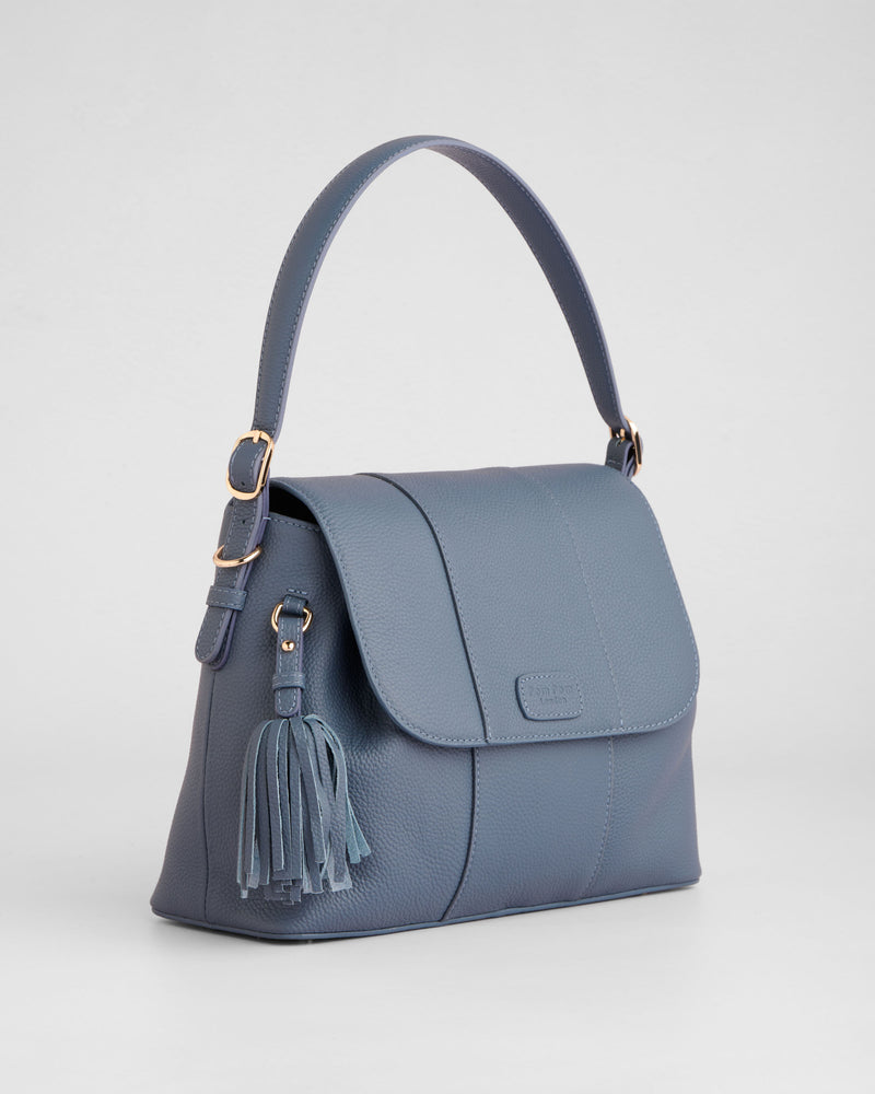 Pom Pom London Strand Bag Slate Blue-Pom Pom London