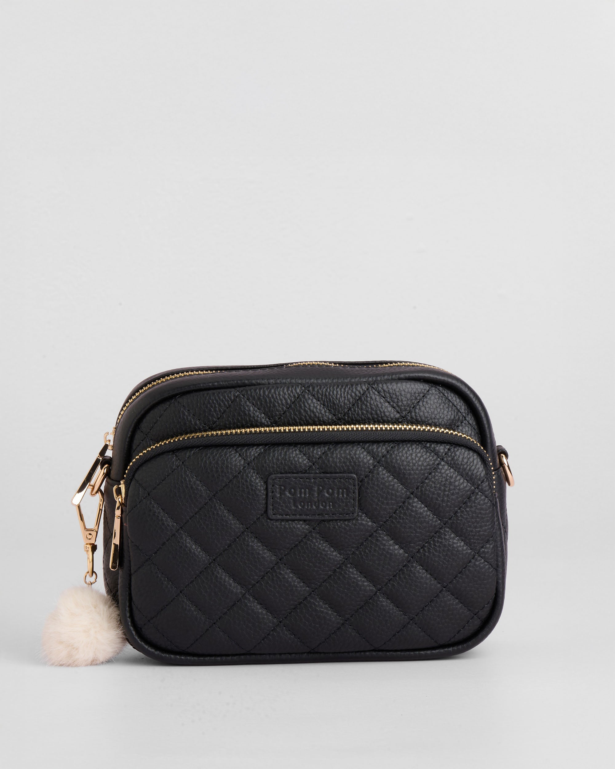 Original - Quilted Leather Crossbody Bag In Black – Pom Pom London