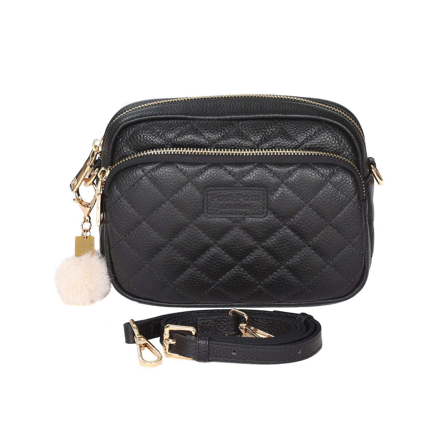 Quilted Mayfair Bag Black & Accessories - Pom Pom London