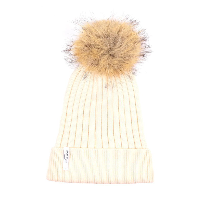 Ribbed Cashmere Cream-Pom Pom London