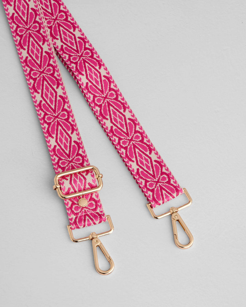 Azalea Pink Floral Tapestry Crossbody Bag Strap by Pom Pom London