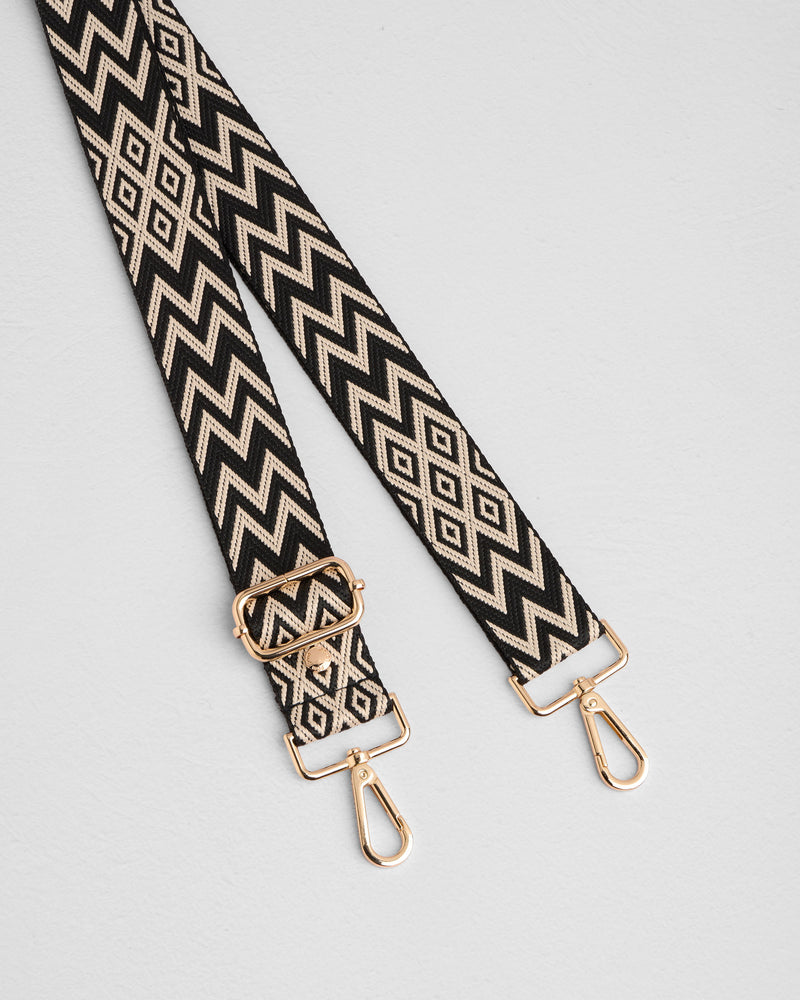 Strap Black & Stone Zig Zag-Pom Pom London