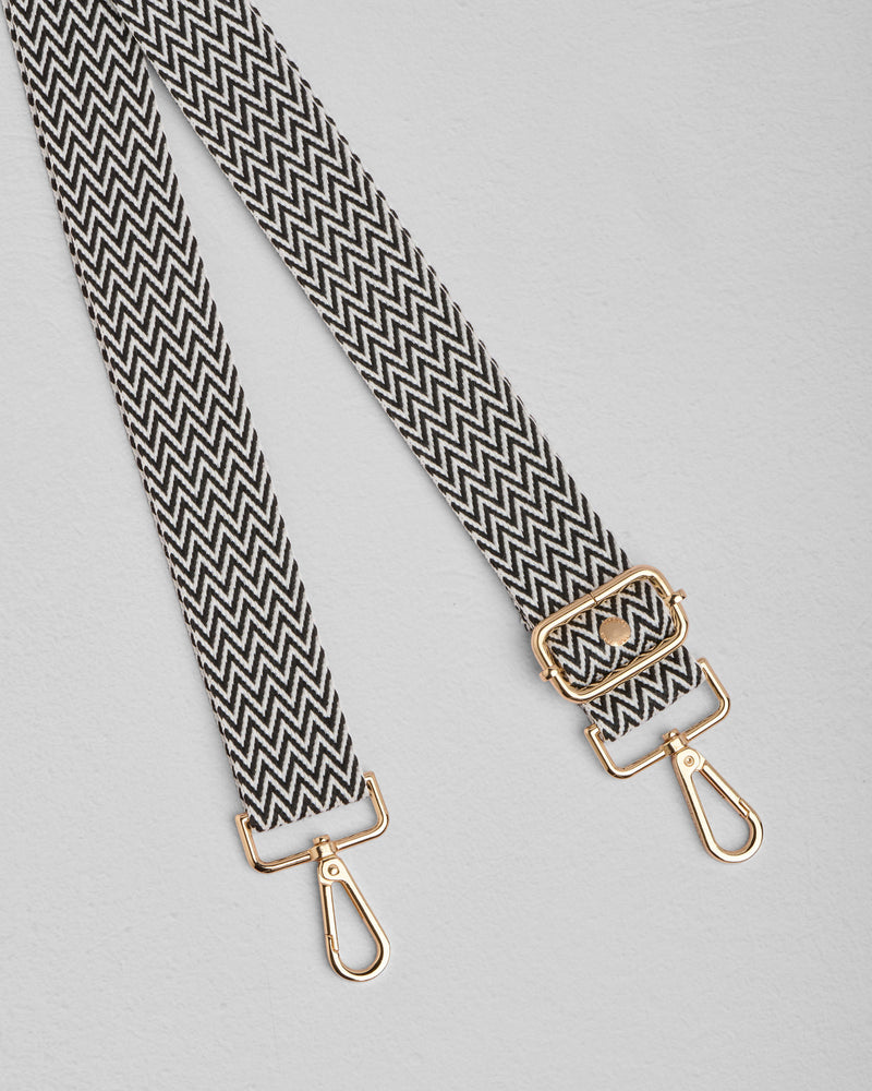 Strap Black & White Mini Chevron-Pom Pom London