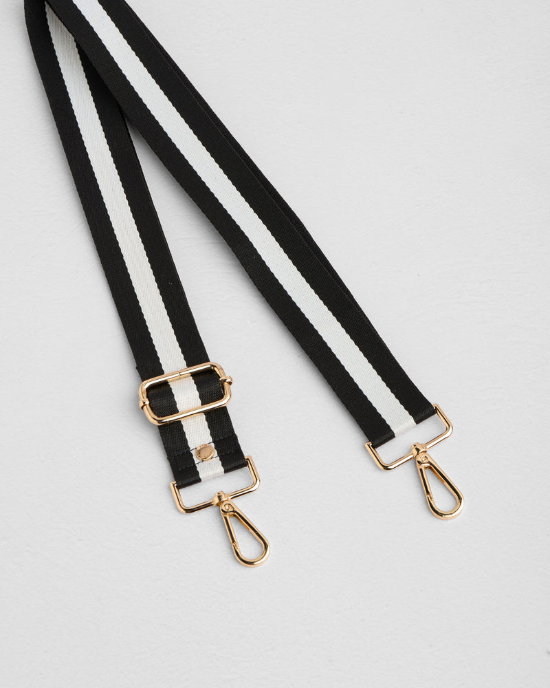 Black & White Stripe bag strap | Pom Pom London