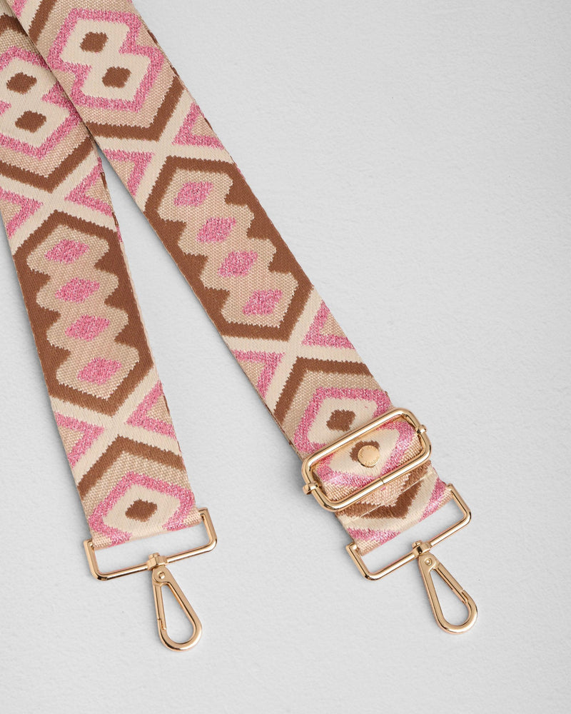 Blossom Pink Glitter Embroidered bag strap | Pom Pom London