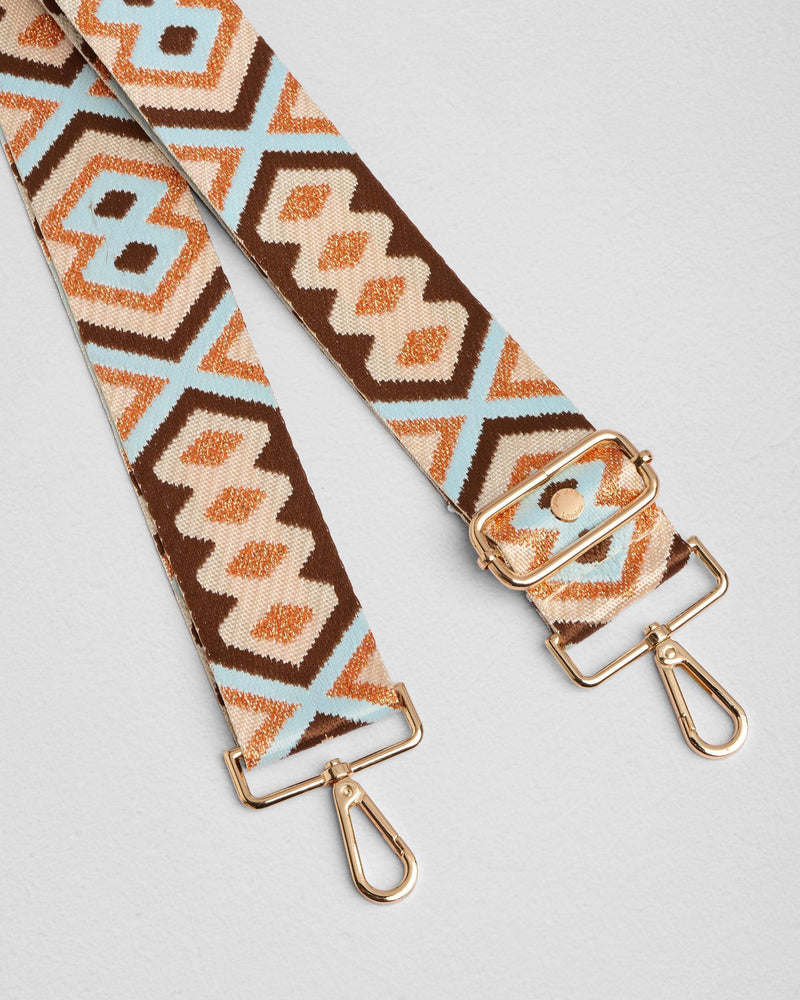Burnt Orange Glitter Embroidered bag strap | Pom Pom London