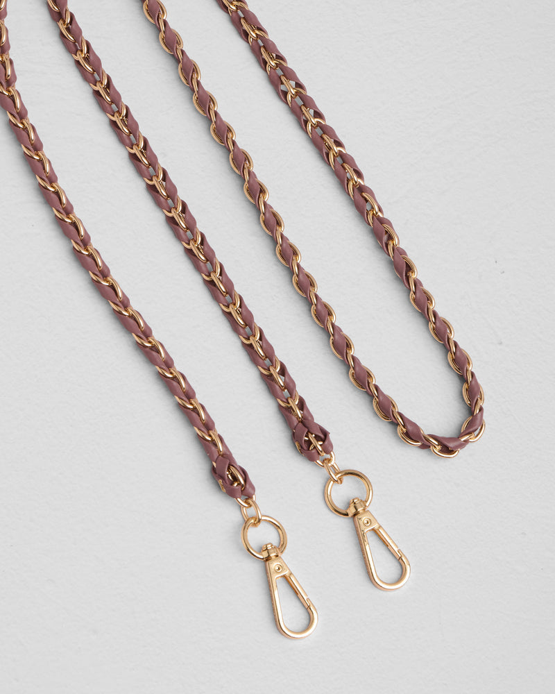 Gold Chain Dusky Orchid Weave bag strap | Pom Pom London