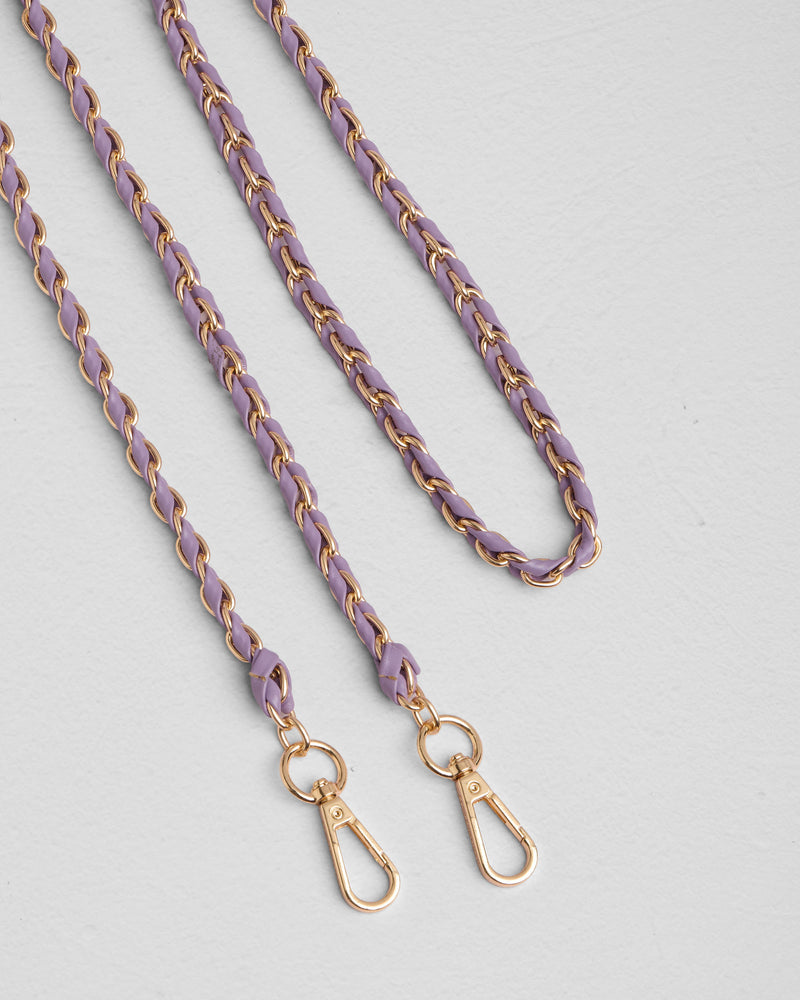 Gold Chain French Lavender Weave bag strap | Pom Pom London