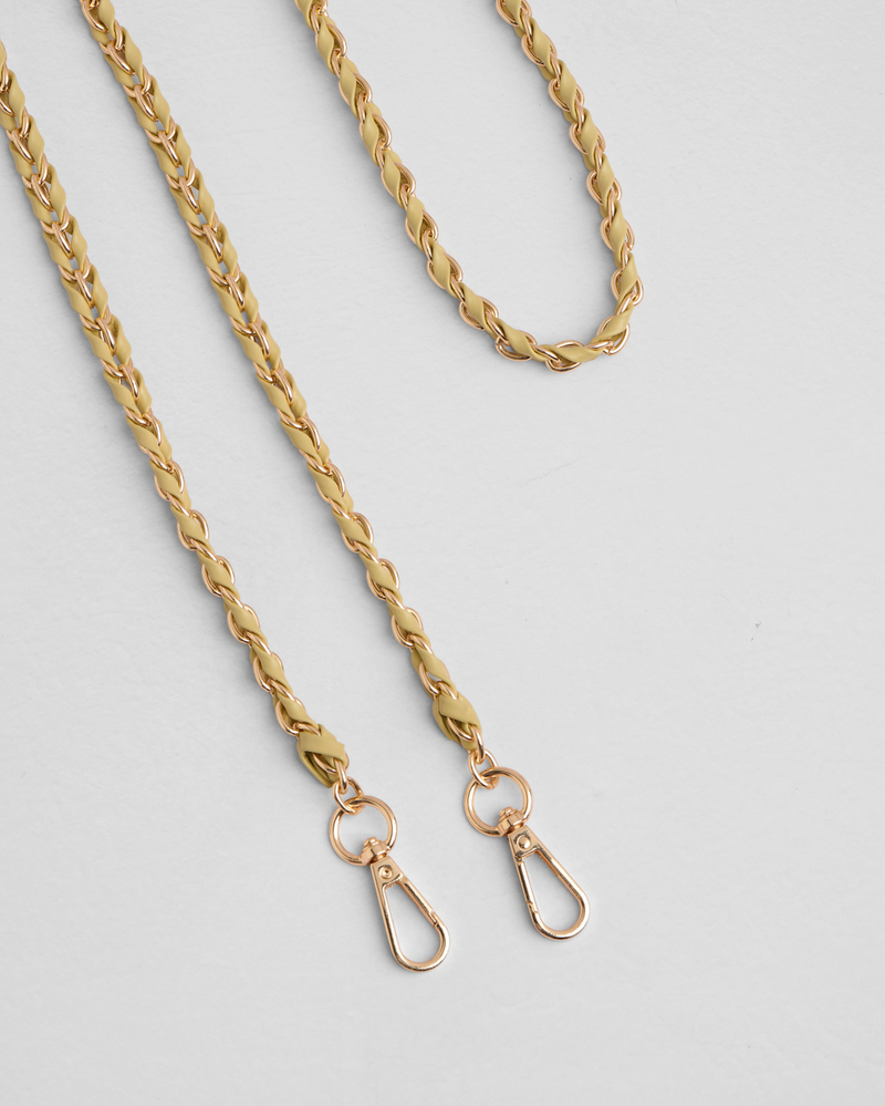 Gold Chain Pale Fern Weave bag strap | Pom Pom London