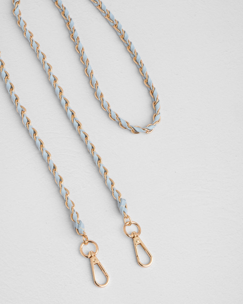 Strap Gold Chain Powder Blue Weave-Pom Pom London