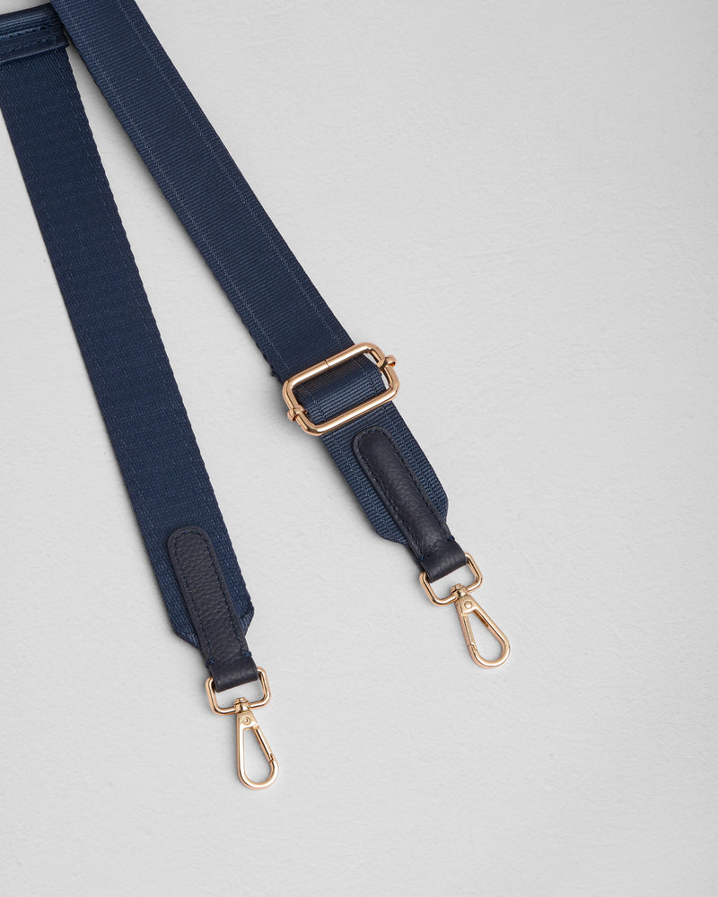 Strap Leather Tab - Navy-Pom Pom London