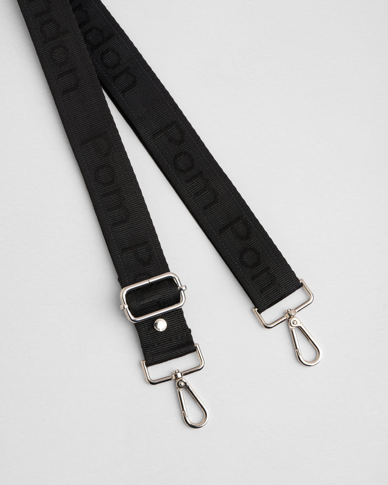 Strap Logo Black Silver Hardware-Pom Pom London