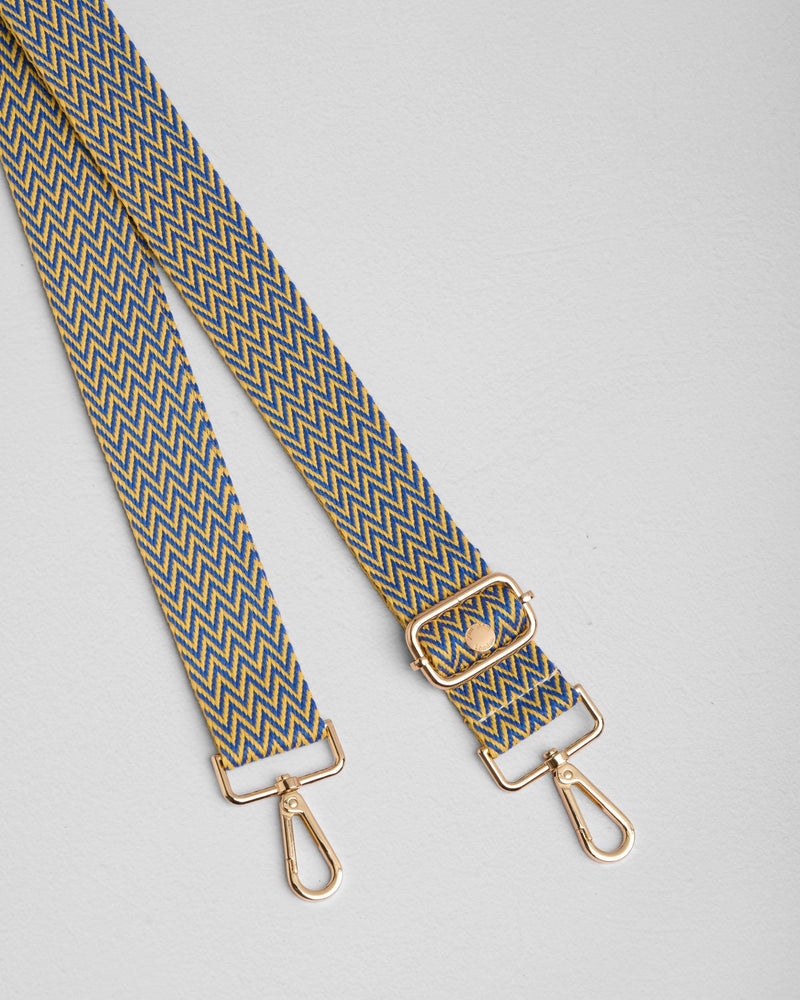 Lupin Blue Mini Chevron bag strap | Pom Pom London