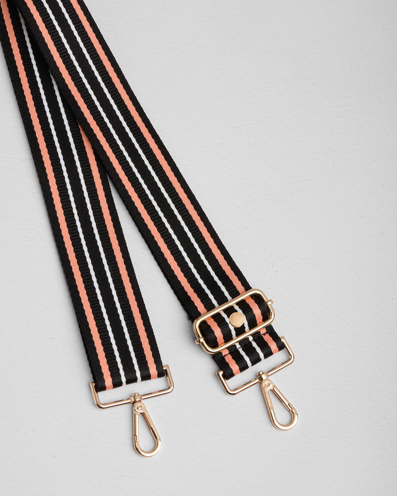 Mango & Black Stripe bag strap | Pom Pom London
