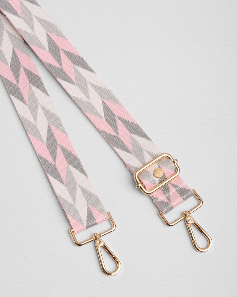 Pink & Grey Harlequin bag strap | Pom Pom London