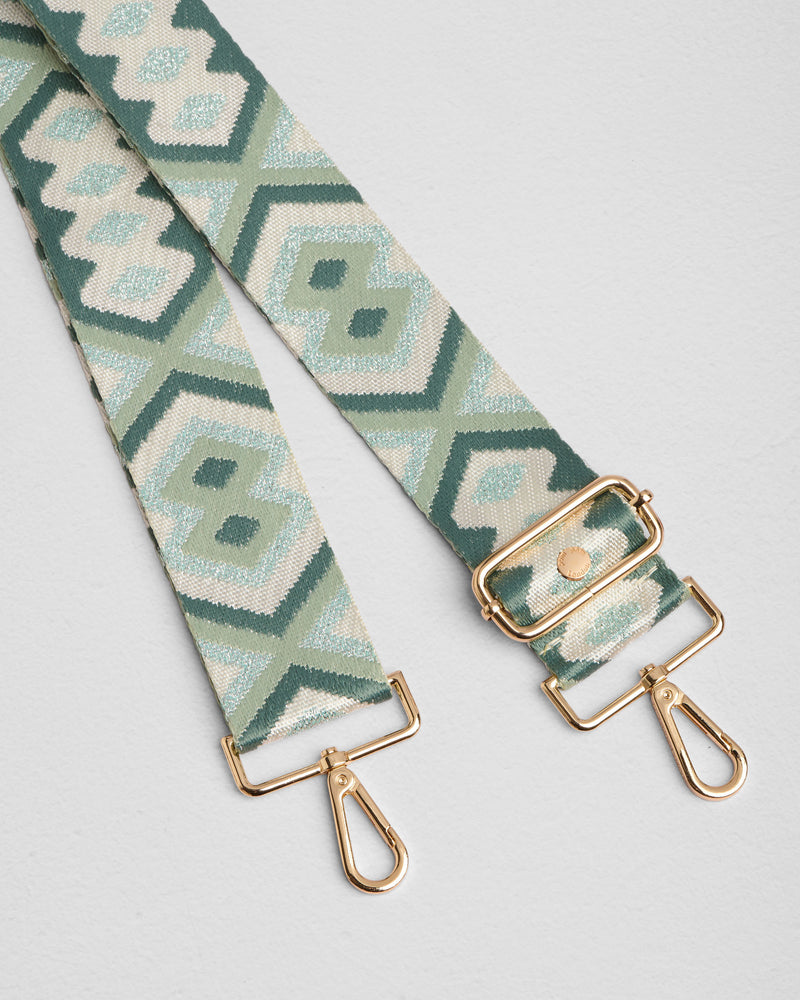 Spearmint Glitter Diamond bag strap | Pom Pom London