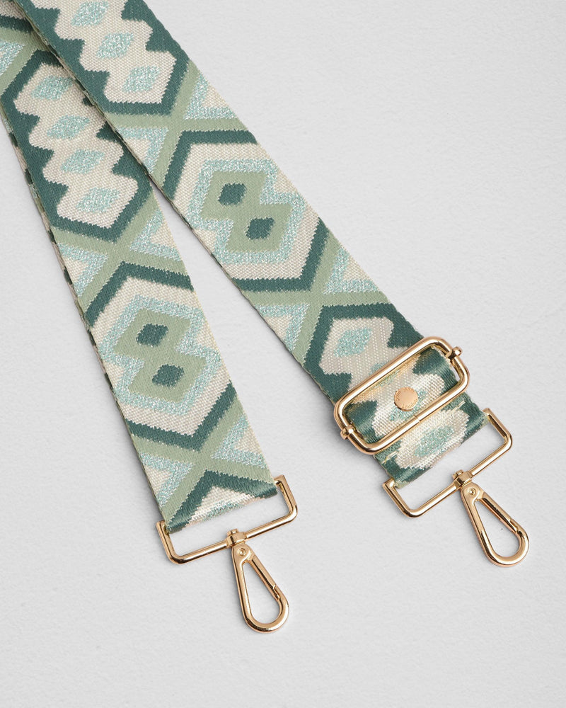 Spearmint Glitter Diamond Crossbody Bag Strap by Pom Pom London