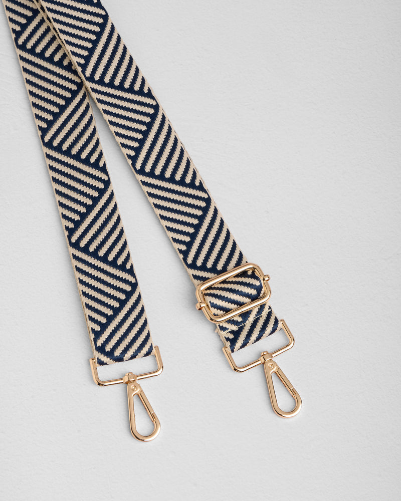 Stone & Black Nautical bag strap | Pom Pom London
