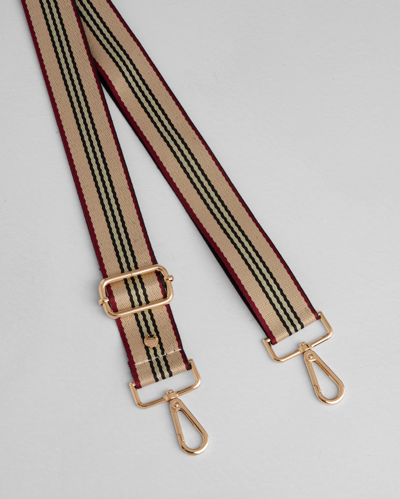 Strap Wine & Green Stripe-Pom Pom London