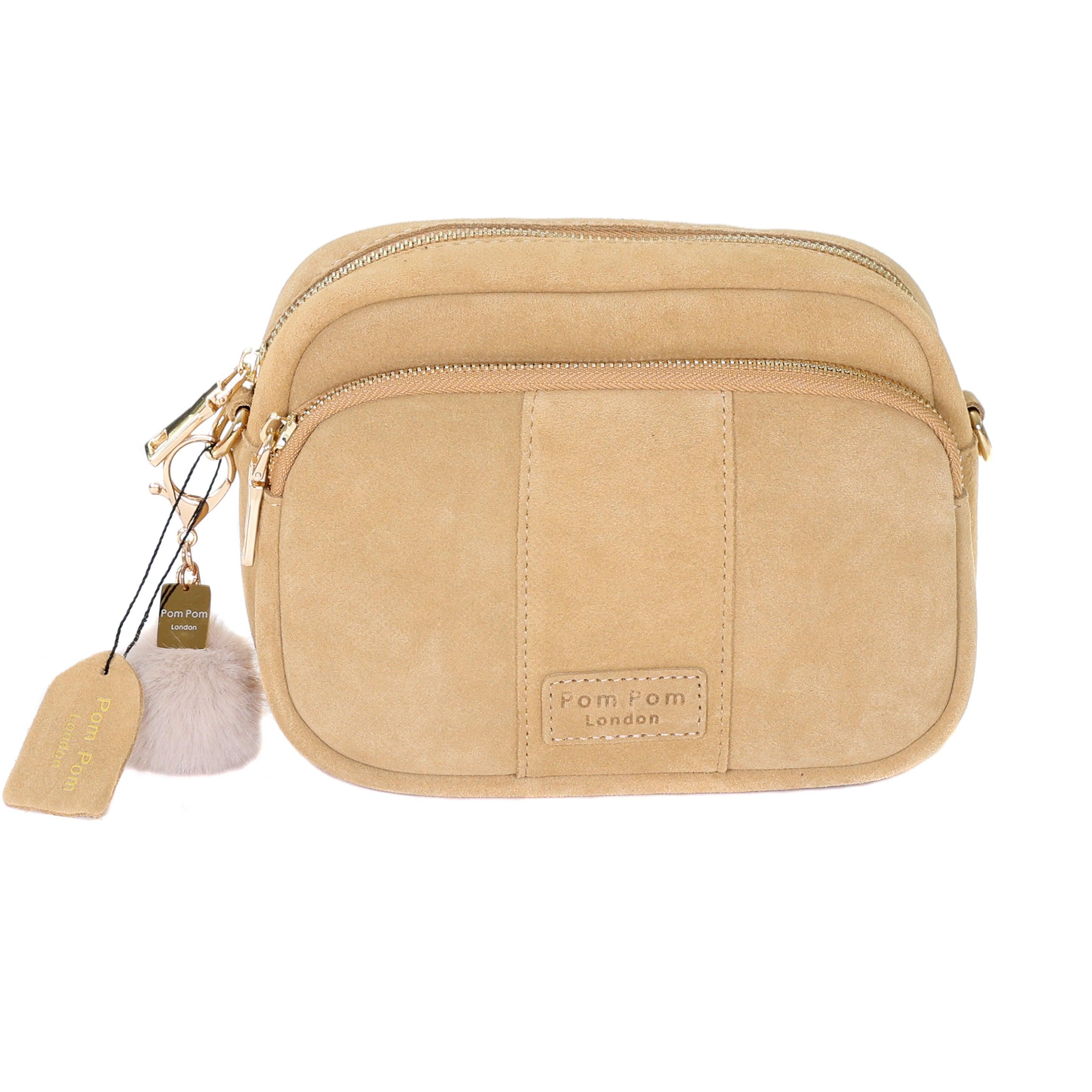 Mayfair Suede Bag Sand Accessories Pom Pom London